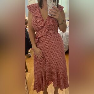 Max Studio Pink Asymmetrical Flutter Sleeve Dress